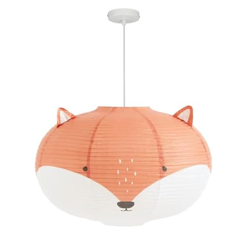 GUANSHAN 3D kreative Hängelampe aus Tierkunstpapier, handgefertigte Deckenlampe aus Fuchs und Braunbär aus Papier, Hängeleuchte, dekorative Kronleuchter-Hängeleuchte für Schlafzimmer, Wohnzimmer von GUANSHAN