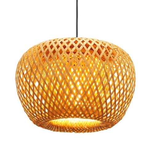 GUANSHAN Bambus Art Pendelleuchte Retro Stil Pendelleuchte Handgemachte Bambus gewebte Deckenlampe Dekorative Hängeleuchte Für Schlafzimmer, Restaurant von GUANSHAN