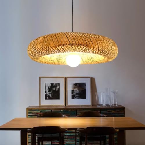 GUANSHAN Bambus Weben Hängelampe Japanische Art Pendelleuchte Deckenlampe Kreative Hängeleuchte Dekorative Beleuchtung Für Wohnzimmer, Esszimmer von GUANSHAN
