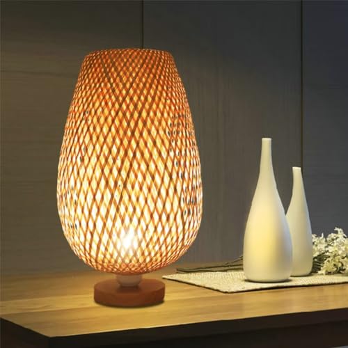 GUANSHAN Bambusgewebte Tischlampe, Zen-Stil, Bambus-Lampenschirm, Tischleuchte, dekorative Tischbeleuchtung, Nachtlicht, Atmosphärenlicht für Schlafzimmer, Wohnzimmer GUANSHAN Bambusgewebte Tischlampe, Zen-Stil, Bambus-Lampenschirm, Tischleuchte, dekorative Tischbeleuchtung, Nachtlicht, Atmosphärenlicht für Schlafzimmer, Wohnzimmer von GUANSHAN