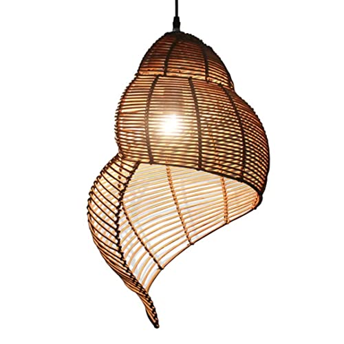 GUANSHAN Conch Rattan Pendelleuchte, handgefertigte pastorale Rattan-Deckenleuchte, Kronleuchter, Deckenleuchte im südostasiatischen Stil für Wohnzimmer, Esszimmer, Café von GUANSHAN