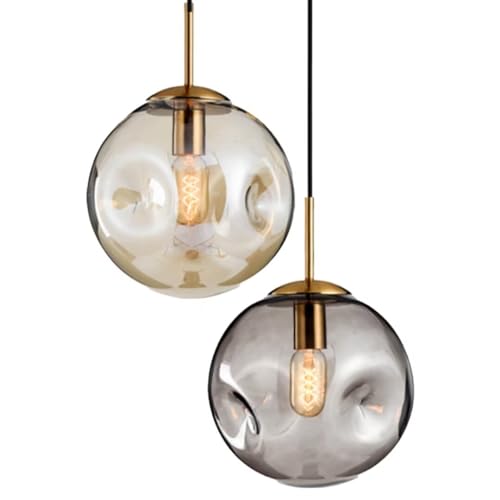 GUANSHAN Glas Pendelleuchte Konkav-Konvex Kugel Kronleuchter Licht Luxus Einfache Deckenleuchte Deckenbeleuchtung Nachttischlampe Für Schlafzimmer, Bar, Esszimmer von GUANSHAN