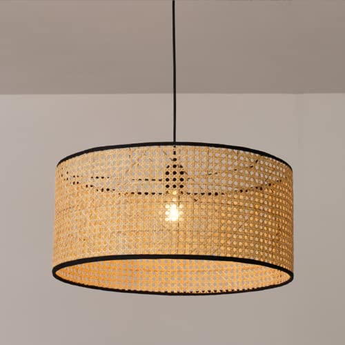 GUANSHAN Handgewebte Rattan-Hängelampe im Wabi-Sabi-Stil, Rattan-Ausschnitt-Deckenlampe, dekorative Hängeleuchte, Kronleuchter für Schlafzimmer, Wohnzimmer von GUANSHAN