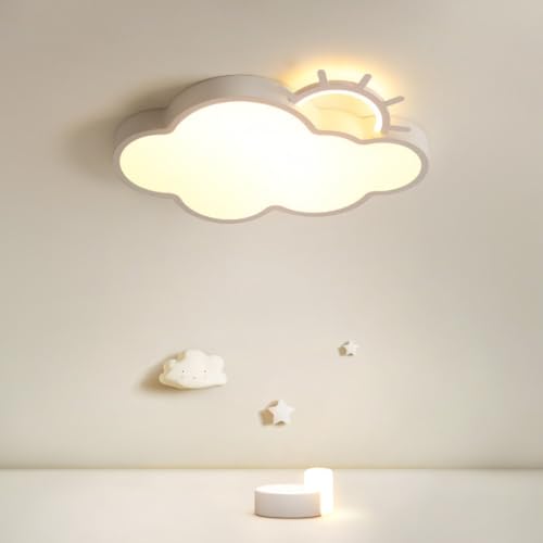 GUANSHAN Kreative LED-Deckenleuchte in Wolkenform mit Sonnen-Cartoon-Wolke, Kronleuchter für Kinderzimmer, warme Deckenlampe, Deckenbeleuchtung für Jungen- und Mädchenschlafzimmer von GUANSHAN
