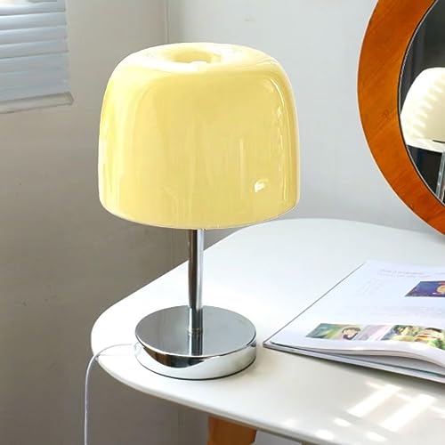 GUANSHAN Retro Pilz Glas Tischlampe Nachtlicht Elegante und Licht Luxus Nachttisch Dekorative Tischleuchte Für Schlafzimmer, Wohnzimmer, Esszimmer von GUANSHAN