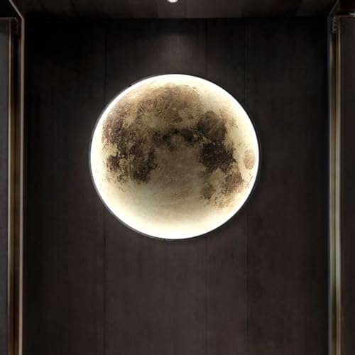 GUANSHAN Simulation Mond Wandbeleuchtung Wandlampe LED Licht Luxus Nachttischlampe Wandlampe Dekoration Hintergrund Wandlampe Korridor Eingang Wandlampe für Schlafzimmer, Wohnzimmer, 30CM/11.9'' von GUANSHAN