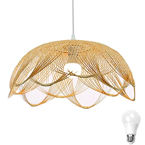 Handgewebte Bambus-Pendelleuchte, Blumenform, natürlicher Bambus-Kronleuchter, Deckenleuchte, Deckenleuchte, Kronleuchter im ländlichen Stil für Esszimmer, Teestube, Wohnzimmer Handgewebte Bambus-Pendelleuchte, Blumenform, natürlicher Bambus-Kronleuchter, Deckenleuchte, Deckenleuchte, Kronleuchter im ländlichen Stil für Esszimmer, Teestube, Wohnzimmer von GUANSHAN