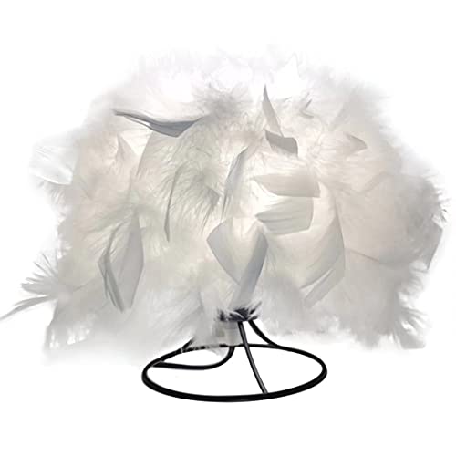 Mini White Feather Tischlampe Nachttischlampe mit Eisensockel Federtischlampe Schreibtischlampenschirm für Schlafzimmer, Heimtextilien, Fotografie Requisiten von GUANSHAN