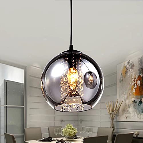 Rauchgraues Kristallglas Pendelleuchte Glas Kronleuchter Nachttischlampe Deckenleuchte mit Kristallanhänger für Schlafzimmer, Esszimmer, Flur, 20CM von GUANSHAN