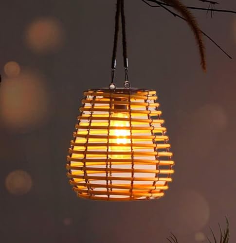 Solar Laterne Outdoor Solar Rattan Hängende Solarleuchten Solarlaterne Licht Tragbare Solarlampe Gartenlandschaft Solarbeleuchtung für Terrasse Esstisch Dekoration von GUANSHAN