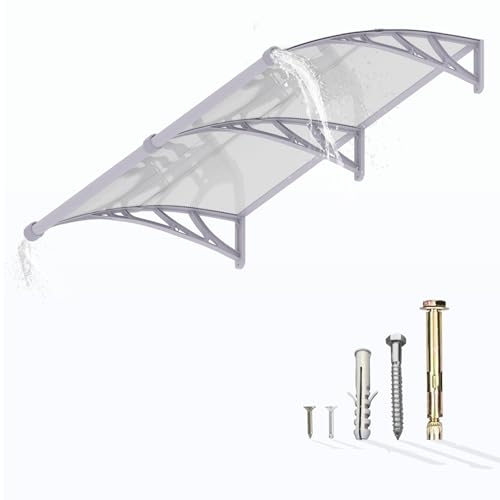 Vordach für Haustür mit Seitenteil,150x100 cm Fenstervordach mit separater Entwässerung,Polycarbonat Pultvordach Überdachung für UV-,Regen- und Schneeschutz – Ideal für Veranda, Terrasse und Fenster von GUANSU-CN