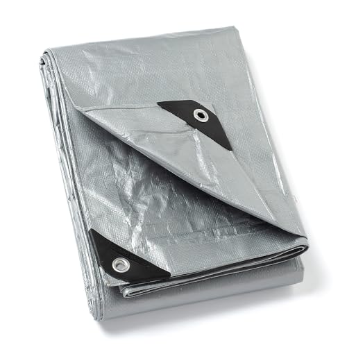 GUARD SHIELD Abdeckplane mit Ösen Wasserdicht 3m x 3m Silberfarben Multifunktionale Polyester-Plane 120g/㎡ Gewebeplane Schutzplane Allzweckplane, Reißfest, UV-stabilisiert von GUARD SHIELD