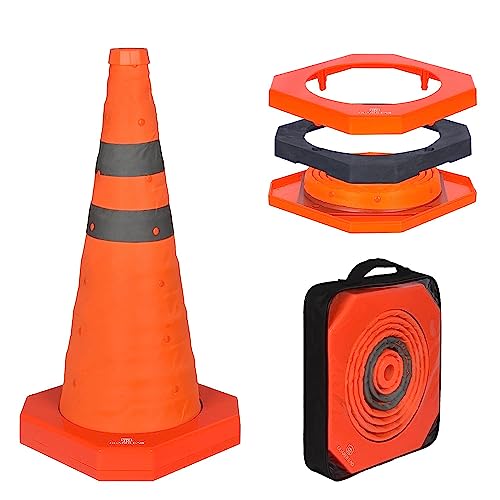 Faltbar Leitkegel Warnkegel Verkehrskegel faltbar Pylon Sicherheitskegel Mehrzweck-Popup-Reflektierender Sicherheitskegel (1, 18in mit beschwertem Sockel) von GUARDLEAD