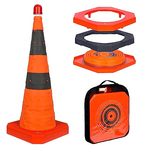 Faltbar Leitkegel Warnkegel Verkehrskegel faltbar Pylon Sicherheitskegel Mehrzweck-Popup-Reflektierender Sicherheitskegel (1, 28in mit beschwertem Sockel) von GUARDLEAD