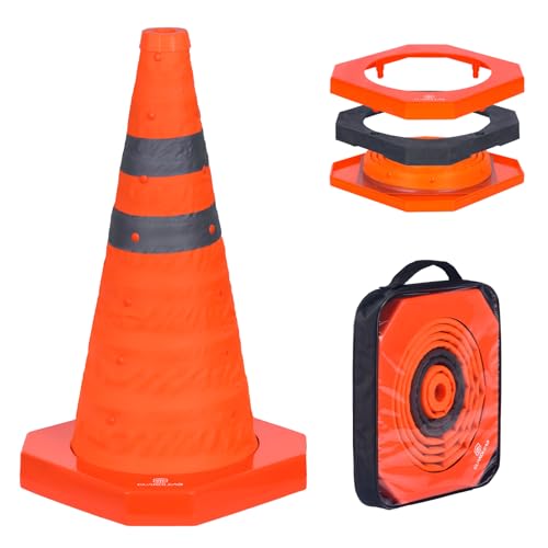 Faltbarer Leitkegel mit gewichtetem Fuß / 45cm Multifunktions Pop-Up Reflektierend Verkehrssicherheit Kegel (1, 45cm) von GUARDLEAD