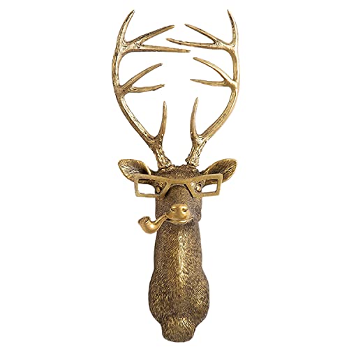 GUASDIE Tierkopf Wand 3d Hirschkopf Wanddeko Tierkopf Wandskulptur Tier In Harz füR Wohnzimmer Schlafzimmer KüChe Geschenk, Hirsch von GUASDIE
