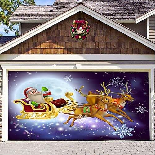 GUASDIE Weihnachten Urlaub Banner Garagentor Dekorationen, Winter Große Tür Abdeckung Dekoration Indoor Outdoor Weihnachten Urlaub Hintergrund Dekoration,Style 5,7 x 8 ft von GUASDIE