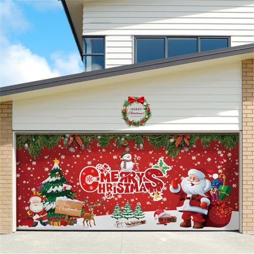 GUASDIE Weihnachts-Garagentor-Banner, Weihnachts-Garagentor-Dekorationen Große Frohe Weihnachten-Garagentor-Wandbilder hängende Weihnachtsbanner für die Weihnachtsfeier im Freien,C,6.5x5 ft von GUASDIE