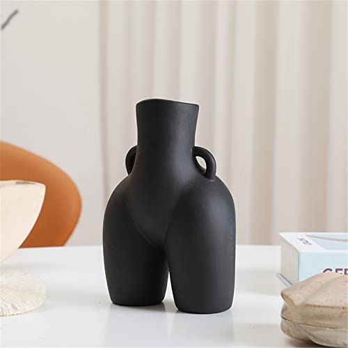 Keramik Blumenvase Menschlicher Körper Kunst Hintern Vase Home Dekoration Dekoration Hotel Handwerk Keramik Persönlichkeit Kreative weiche Ornamente - 5,3 * 3,5 * 7,8 Zoll,Schwarz von GUASDIE