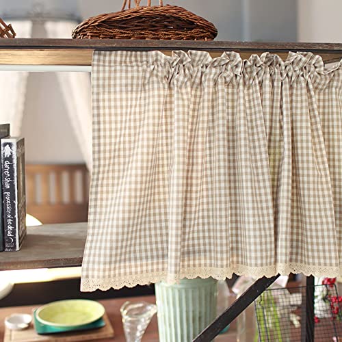 GUAWJRZDP Kleiner scheibengardinen kurzstores,gittervorhangstück,küchenbistro ktaubvorhang,baumwollleinen,landhausstil,stangengarnitur,eine stück (Size : 130x140cm(WxH)) von GUAWJRZDP