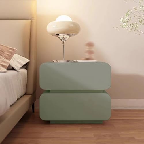 GUAWJRZDP Moderner Nachttisch, Schlafzimmer Schrank mit 2 Schubladen, Minimalistischer Beistellschrank, Schlafzimmermöbel für zu Hause (Color : Green, Size : 60cm/23.6in) von GUAWJRZDP
