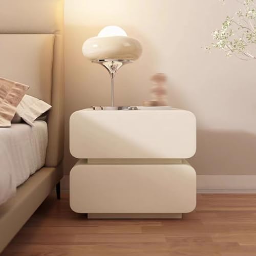 GUAWJRZDP Moderner Nachttisch, Schlafzimmer Schrank mit 2 Schubladen, Minimalistischer Beistellschrank, Schlafzimmermöbel für zu Hause (Color : Off-White, Size : 40cm/15.7in) von GUAWJRZDP