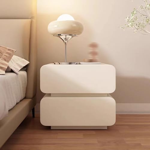 GUAWJRZDP Moderner Nachttisch, Schlafzimmer Schrank mit 2 Schubladen, Minimalistischer Beistellschrank, Schlafzimmermöbel für zu Hause (Color : Wit, Size : 60cm/23.6in) von GUAWJRZDP