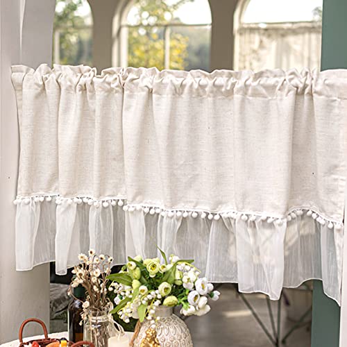 Kurze Scheibengardine,Küche Bistrogardinen,Privatsphäre Kurzstores Gardinen,Blickdicht Sheer Scheibengardinen,Einen ​lichtenden vorhang mit kleine laufbällen Kurzer Gardine ( Size : 300x 40cm(WxH) ) von GUAWJRZDP