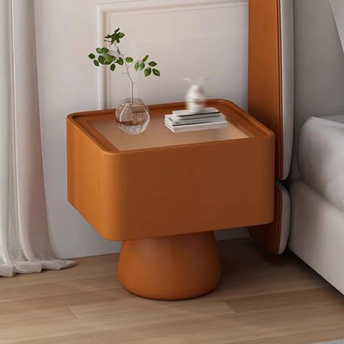 Moderner Minimalistischer Nachttisch, Nachttischchen Akzenttisch mit Stauraum, mit Transparentem Nachtschrank aus Gehärtetem Glas, for Wohnzimmer-Schlafzimmermöbel ( Color : Orange , Size : 40cm/15.7i von GUAWJRZDP