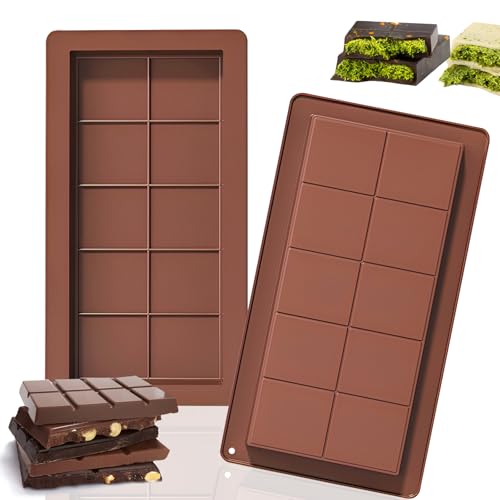 2 Stück Silikonform Schokolade, Silikon Tief Schokoladentafel Form, Antihaft Schokoladenform in Lebensmittelqualität für DIY Backen, Kekse, Peanut Butter von GUBOOM