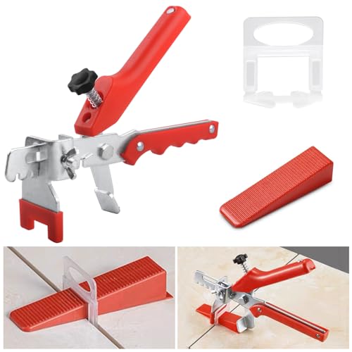 Fliesen Nivelliersystem 3mm Nivelliersystem 501 Teiliges Fliesenverlegehilfe 400 Zuglaschen + 100 Keile +1 Fliesenzange Nivelierset Fliesen für DIY and Profi Fliesenleger Werkzeug von GUDECIUS