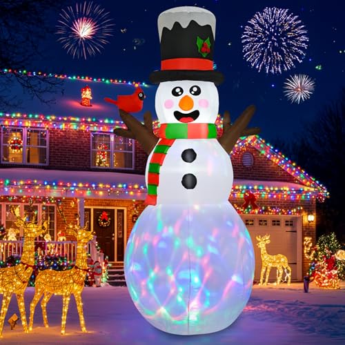 GUDELAK 183 cm Aufblasbare Weihnachtsdeko Außen, Aufblasbarer Schneemann mit Rotem Vogel, Weihnachten Aufblasbar mit Rotierenden Bunten LED-Lichtern für Innen Rasen Garten Winterdeko Outoor Party Deko GUDELAK 183 cm Aufblasbare Weihnachtsdeko Außen, Aufblasbarer Schneemann mit Rotem Vogel, Weihnachten Aufblasbar mit Rotierenden Bunten LED-Lichtern für Innen Rasen Garten Winterdeko Outoor Party Deko von GUDELAK