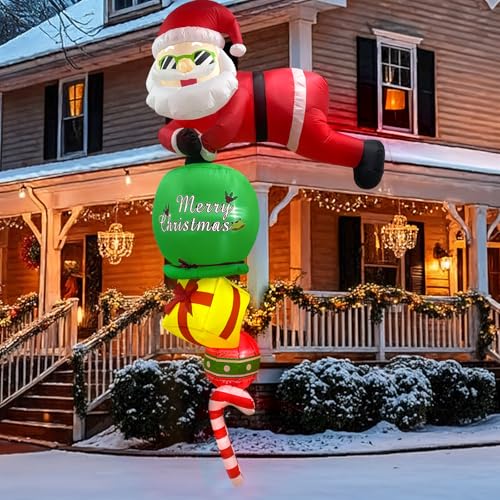GUDELAK 2,44 m Aufblasbare Weihnachtsdeko Außen, Hängender Aufblasbarer Weihnachtsmann Außen mit LED-Lichtern, Weihnachtsmann Aufblasbar für Wand, Fenster, Dachtraufe, Zuhause Dekor GUDELAK 2,44 m Aufblasbare Weihnachtsdeko Außen, Hängender Aufblasbarer Weihnachtsmann Außen mit LED-Lichtern, Weihnachtsmann Aufblasbar für Wand, Fenster, Dachtraufe, Zuhause Dekor von GUDELAK