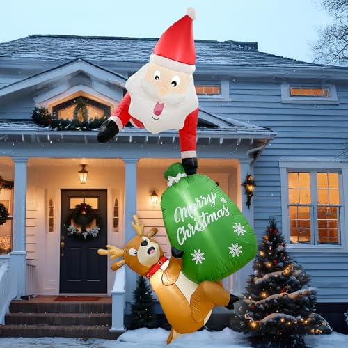 GUDELAK 245 cm Aufblasbare Weihnachtsdeko Außen, Kletternder Aufblasbarer Weihnachtsmann mit Rentier und Geschenktüte, Weihnachtsdeko Aufblasbar mit LED Lichtern für Wände, Fenster, Dachtraufen GUDELAK 245 cm Aufblasbare Weihnachtsdeko Außen, Kletternder Aufblasbarer Weihnachtsmann mit Rentier und Geschenktüte, Weihnachtsdeko Aufblasbar mit LED Lichtern für Wände, Fenster, Dachtraufen von GUDELAK