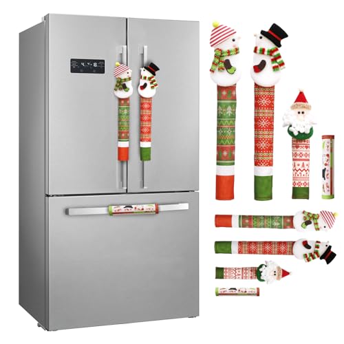 GUDELAK Weihnachts-Kühlschrank-Griffabdeckungen, 4 Stück, 3D-Schneemann-Dekor, Kühlschrank-Türgriff-Abdeckung, waschbar, Weihnachts-Kühlschrank-Griffabdeckungen, Küchendekoration für Küche, von GUDELAK