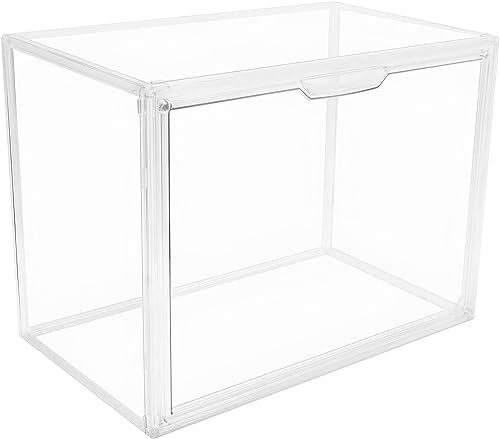 GUDEMAY Transparente stapelbare Kunststoffboxen mit magnetischem Verschluss - Staubdichte Aufbewahrung Vitrine Schaukasten Ideal für Figur, Bücher, Kosmetik, Schuhe und Handtaschen von GUDEMAY