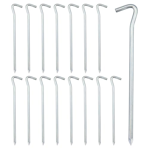 16 Stück Heringe zur Befestigung von Zelt, 18 cm, Heringe, Camping, Aluminium, Zubehör für Zelt, Zelt, für harte Böden – ideal für Garten, Camping, Angeln und Zelte von GUDQVOZIHG