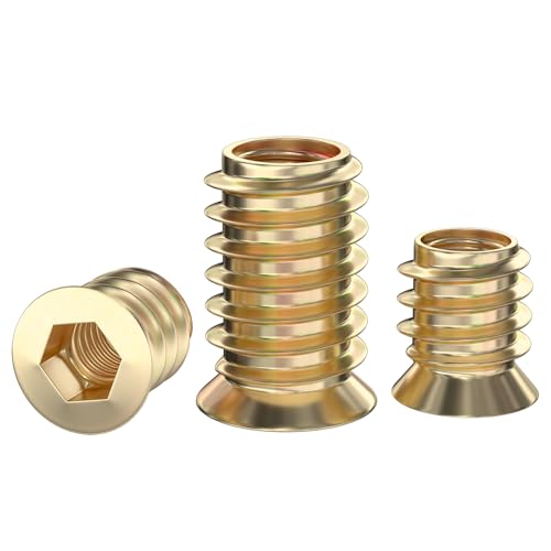 GUEEYUAW 20 Stück Einschraubmutter M4×10mm, Gewindeeinsatz Holz, Einpressmuttern, Verzinkte Einschraubmuttern, Einschraubmuffe GUEEYUAW 20 Stück Einschraubmutter M4×10mm, Gewindeeinsatz Holz, Einpressmuttern, Verzinkte Einschraubmuttern, Einschraubmuffe von GUEEYUAW