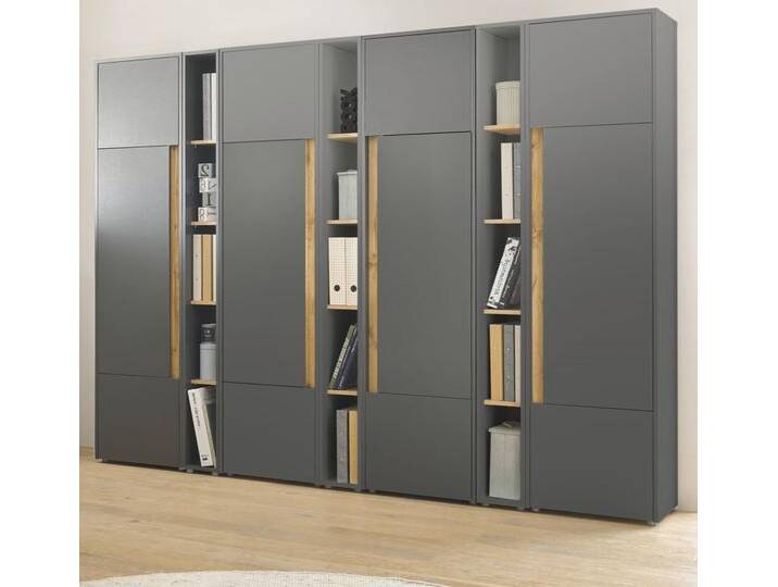 Aktenschrank Set Center in grau matt und Eiche Wotan 260 x 200 cm von GÜNSTIG EINRICHTEN