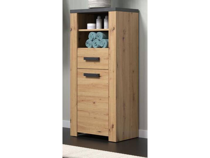 Badezimmer Kommode Follow in Eiche Artisan und grau 53 x 118 cm von GÜNSTIG EINRICHTEN
