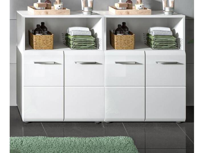 Badezimmer Kommode Set Cover in weiß Hochglanz 120 x 80 cm von GÜNSTIG EINRICHTEN