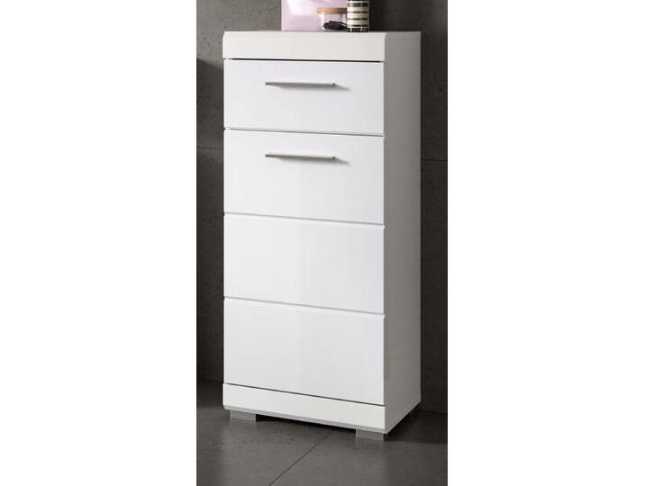 Badezimmer Kommode Shawn in weiß Hochglanz 37 x 88 cm von GÜNSTIG EINRICHTEN
