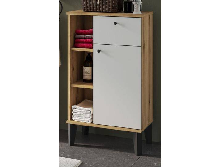 Badezimmer Kommode Torsby in weiß und Eiche 51 x 90 cm von GÜNSTIG EINRICHTEN