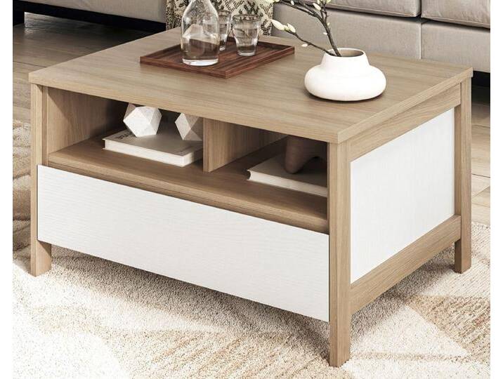 Couchtisch Finnes in weiß und Eiche 80 x 60 cm Couchtisch Finnes in weiß und Eiche 80 x 60 cm von GÜNSTIG EINRICHTEN