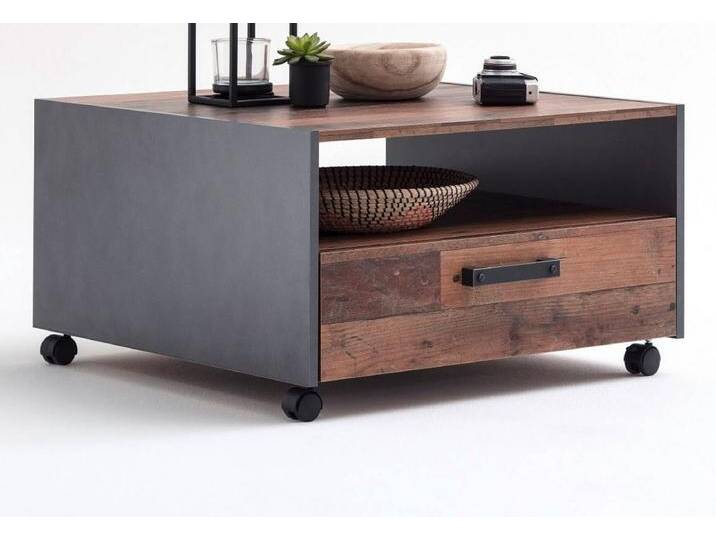 Couchtisch Used Wood Shabby auf Rollen 70 cm von GÜNSTIG EINRICHTEN