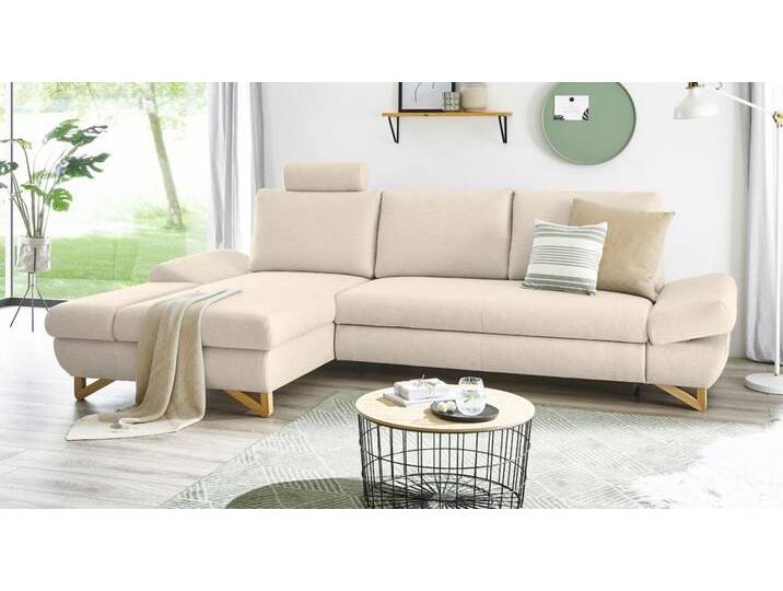 Ecksofa Skalm in Creme mit Bettfunktion 284 cm von GÜNSTIG EINRICHTEN