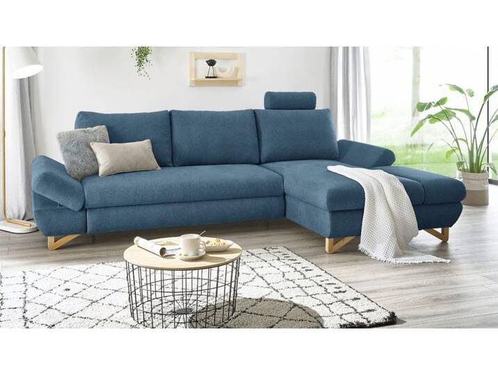 Ecksofa Skalm in blau mit Bettfunktion 284 cm von GÜNSTIG EINRICHTEN