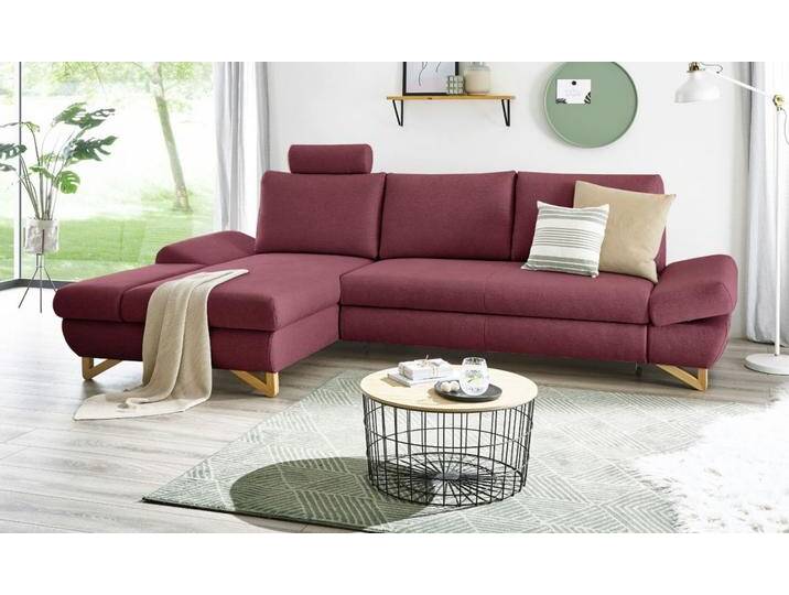 Ecksofa Skalm in bordeaux mit Bettfunktion 284 cm von GÜNSTIG EINRICHTEN