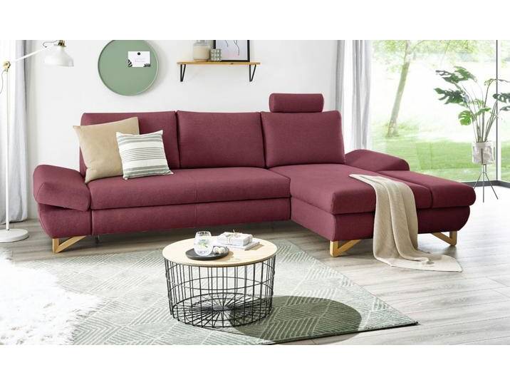 Ecksofa Skalm in bordeaux mit Bettfunktion 284 cm von GÜNSTIG EINRICHTEN