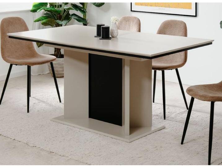 Esstisch Brebbia in sand und schwarz ausziehbar 160 - 200 x 90 cm von GÜNSTIG EINRICHTEN